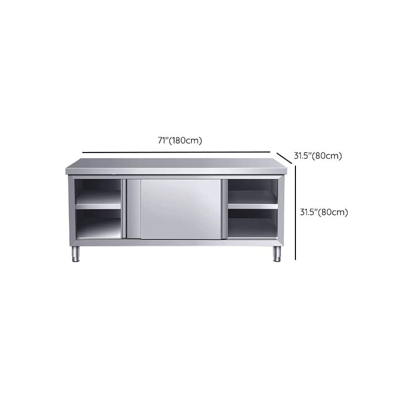 Silver Scullery Sink Cabinet with Reflecting Stainless Alloy Countertop, Self-supporting and Culinary Equipment Storage - image 16