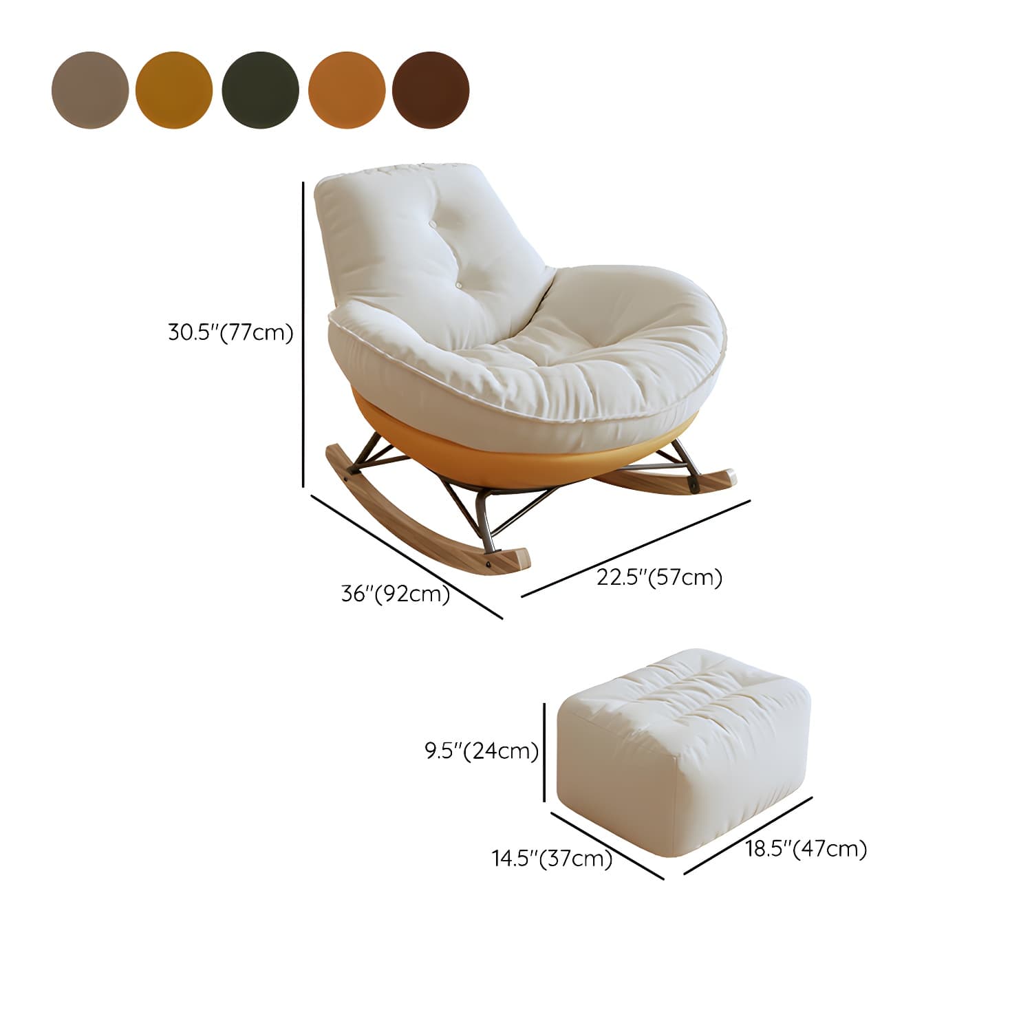 Indoor Contemporary Rocking Chair with Beige Upholstered and Wood Legs - image 22