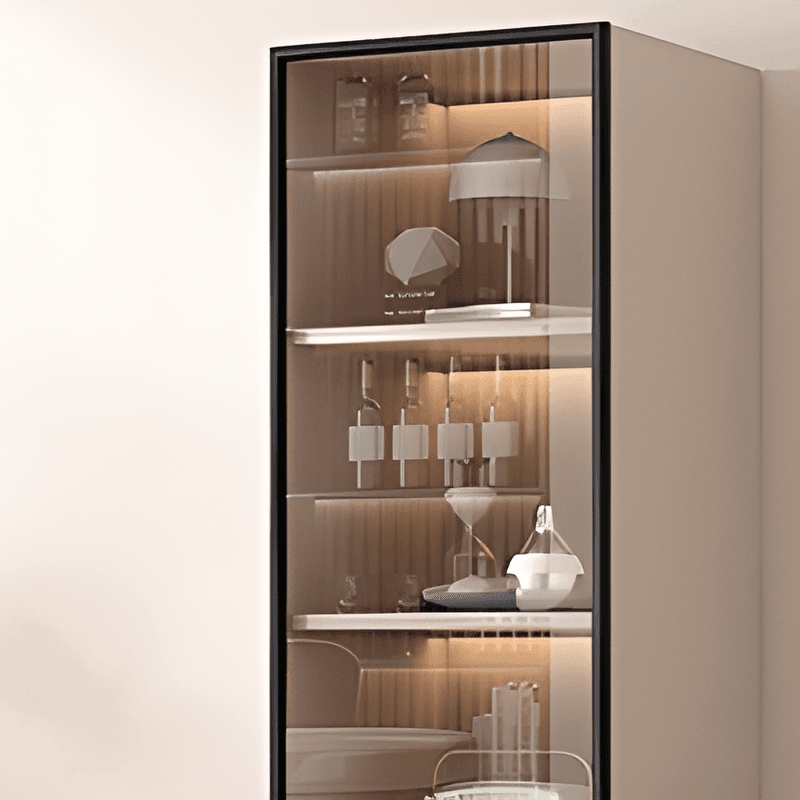 Simple Rectangular Standalone Accent Cabinet with Closet, Laminate Countertop, Glazed Door, and Sand Top - image 6