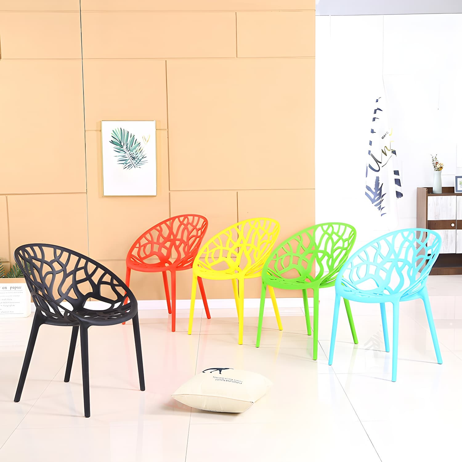 Contemporary Plastic Dining Room Chairs Armless Open Back Dining Side Chair for Restaurant - image 10