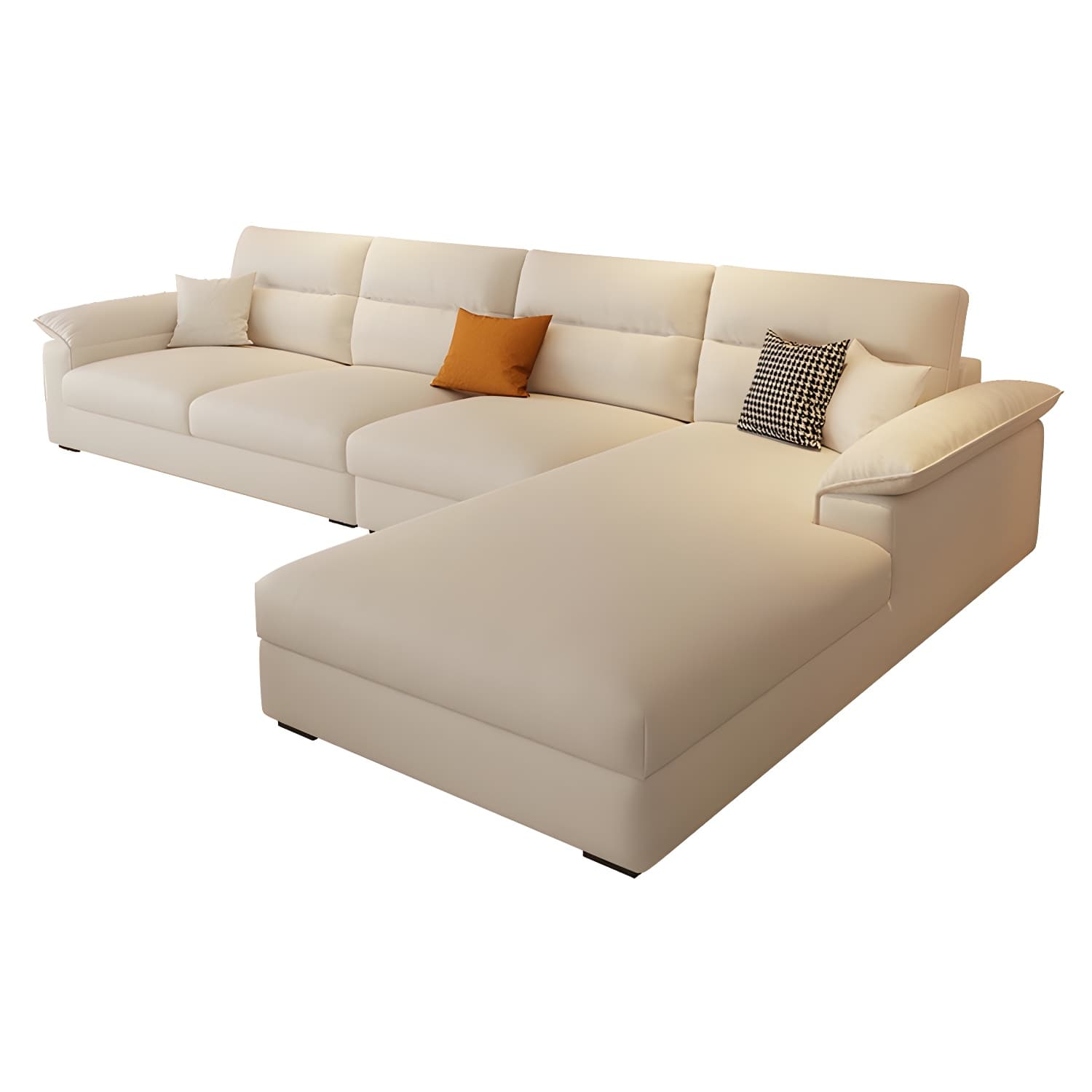 Modern L-Shaped Sofa Chaise Set with Pillow Top Arms and Cushion Back, 3-Piece Design - image 6