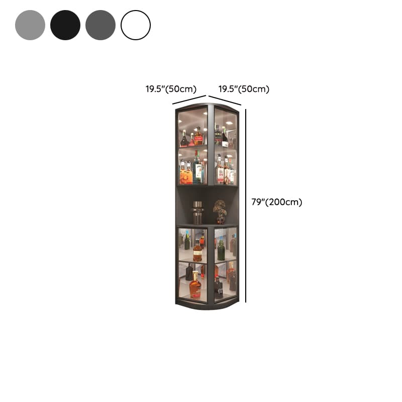 Modern Gray Corner Accent Cabinet with Glass Doors and 2 Shelves - image 11
