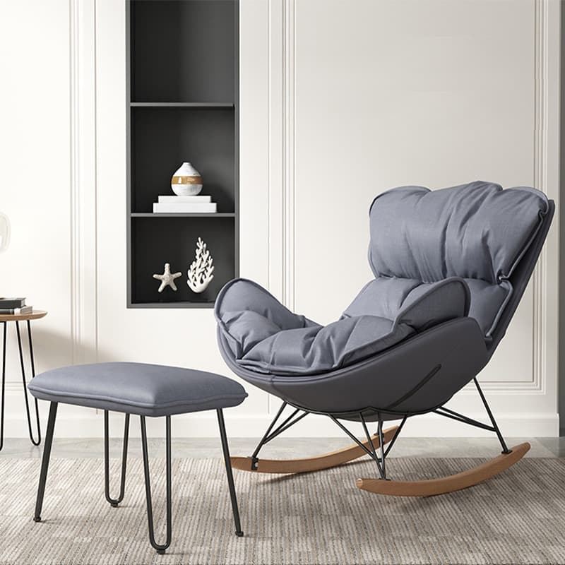 Modern Upholstered Rocking Chair - Natural Wood Legs - Stylish Home Decor - image 8
