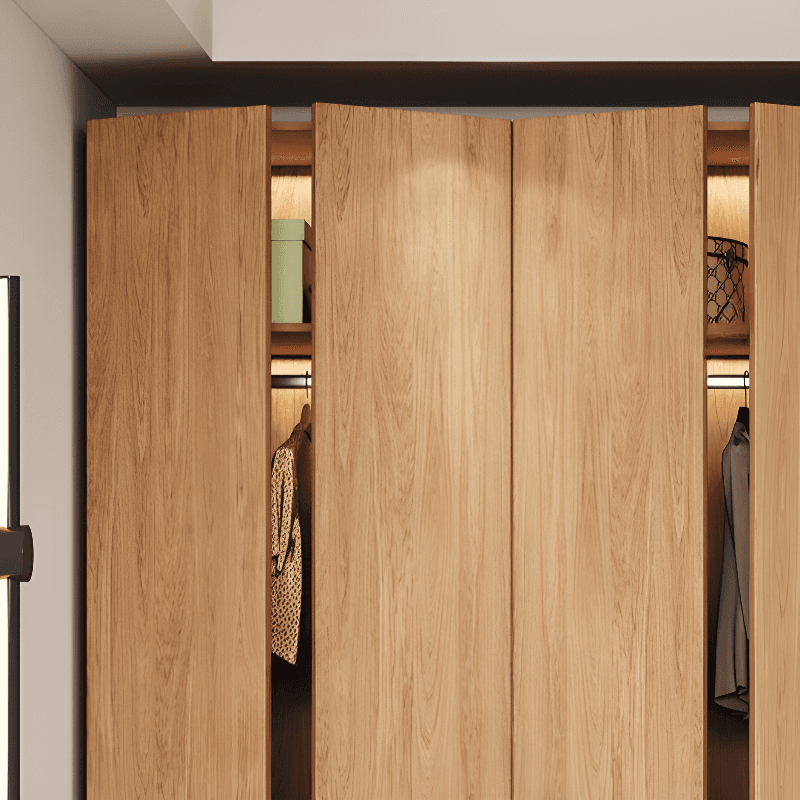 Wood Grain Minimalist Laminate Independent Wardrobe Closet with Soft Close Door, Interior Shelves, and Clothing Rod - image 5