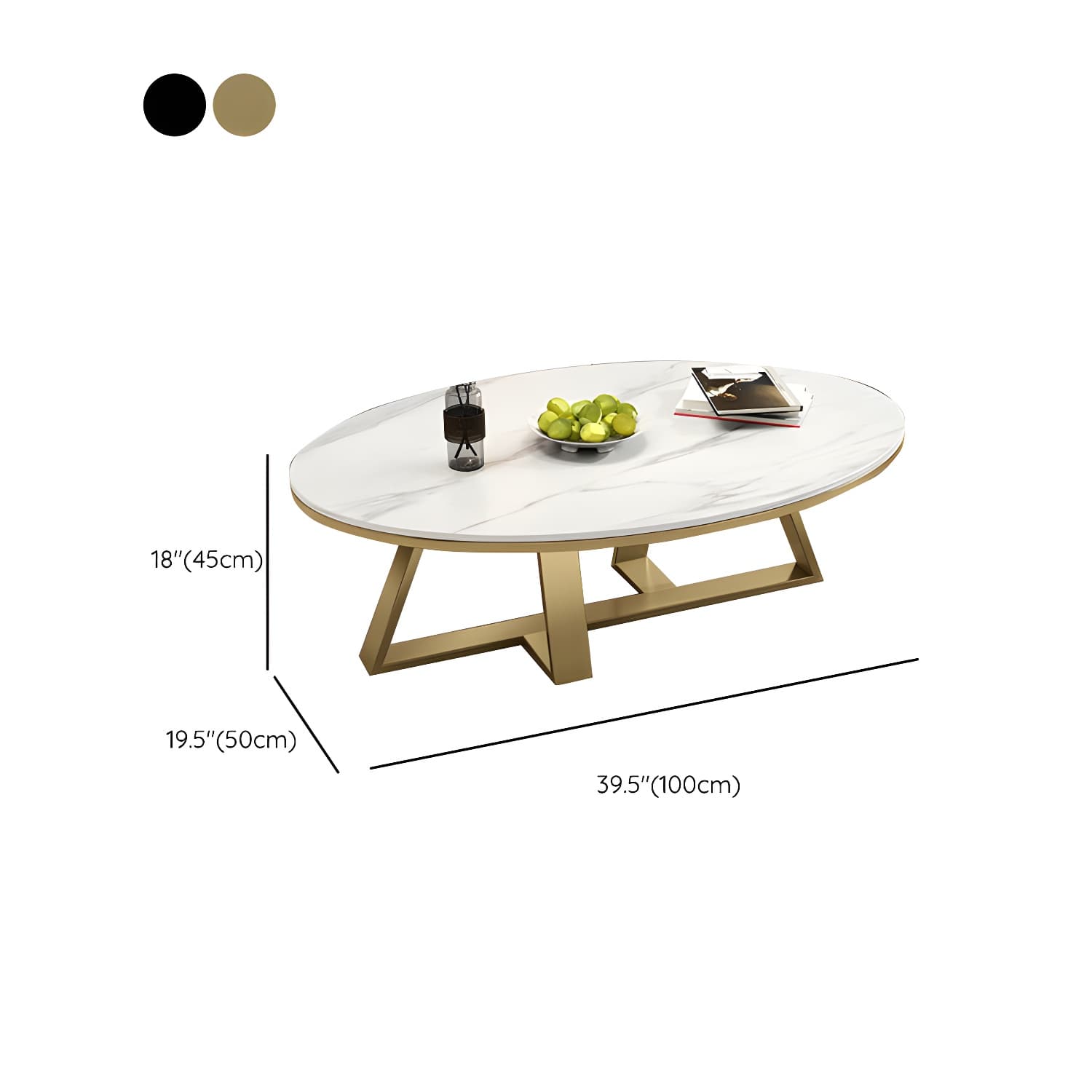 Metal Cross Legs Cocktail Table Luxurious Oval Stone Top Coffee Table - image 15