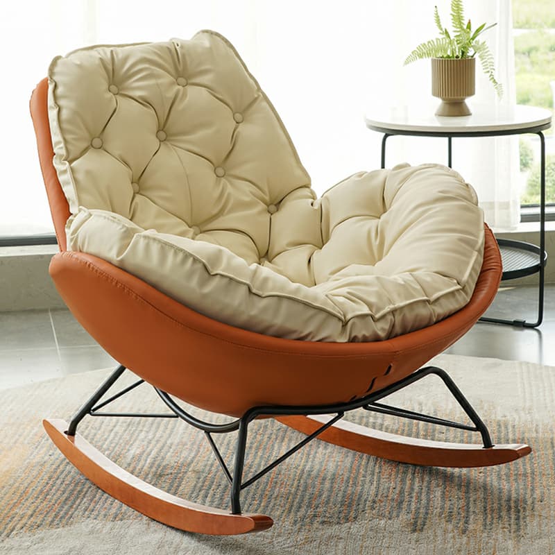Ergonomic and Stationary Solid Wood Maternity Rocking Chair with Back and Flared Arm - image 7