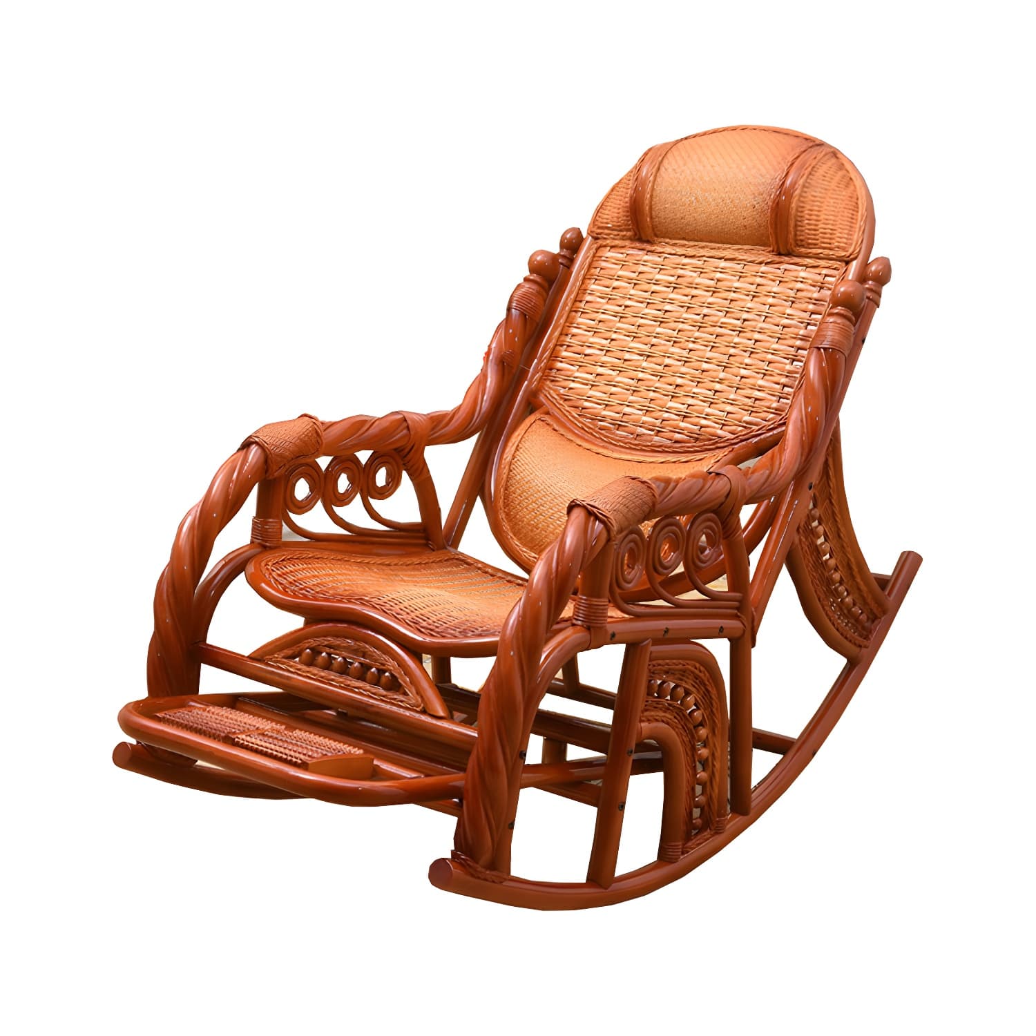 Espresso Rattan Rocking Chair Antique Reclining Rocker Chair 24.4" x 47.2" x 36.2" - image 5