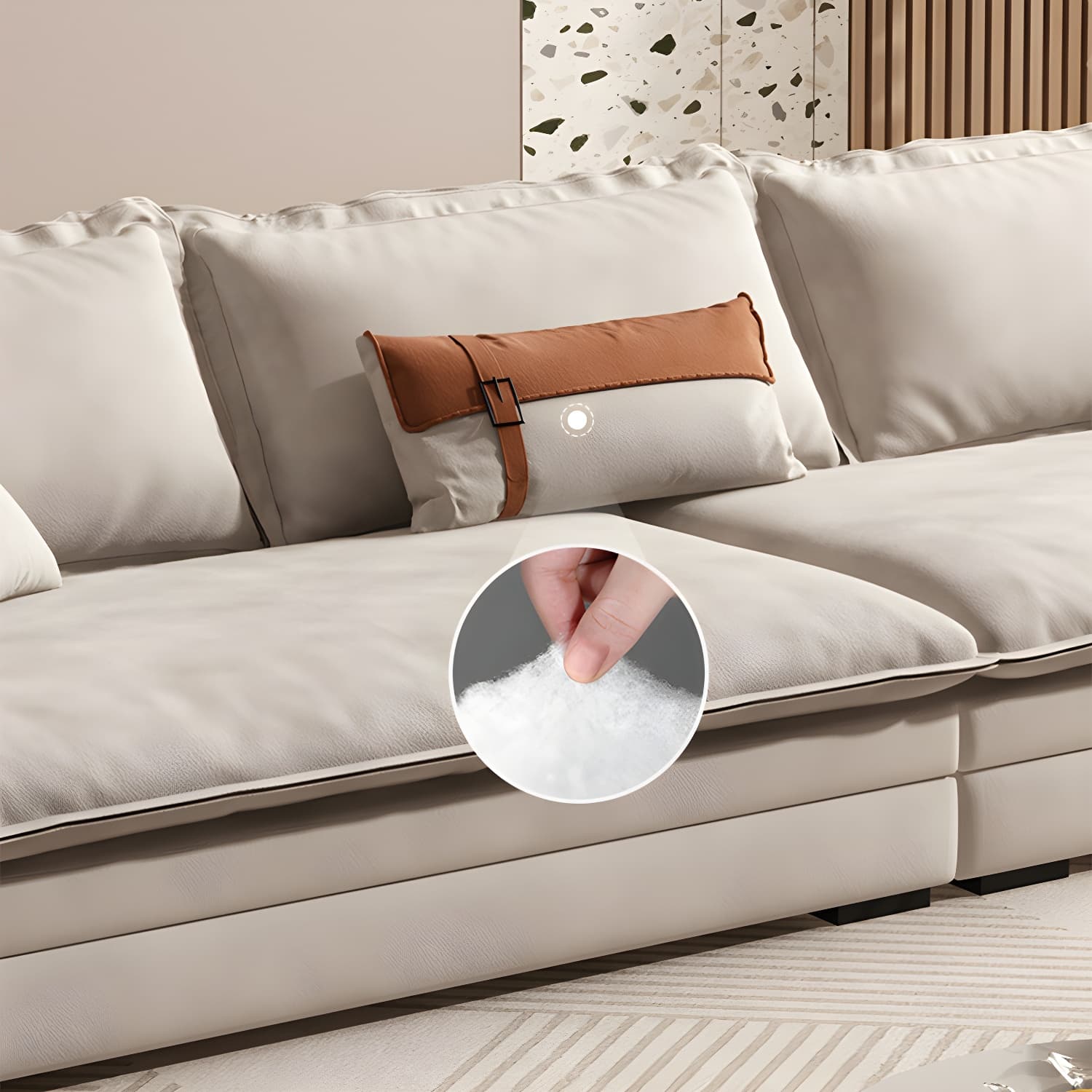 Contemporary Style Wood Frame Pillow Top Arm Sofa For Living Room - image 8