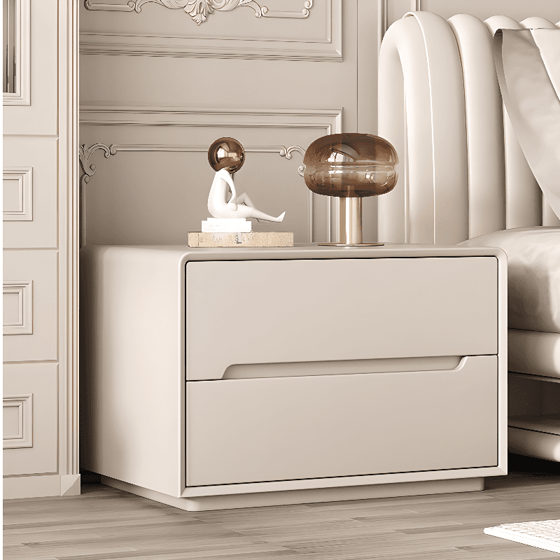 Trendy Drawer Storage Bedside Table with 2 Drawers and Vinyl Leather Countertop - image 8
