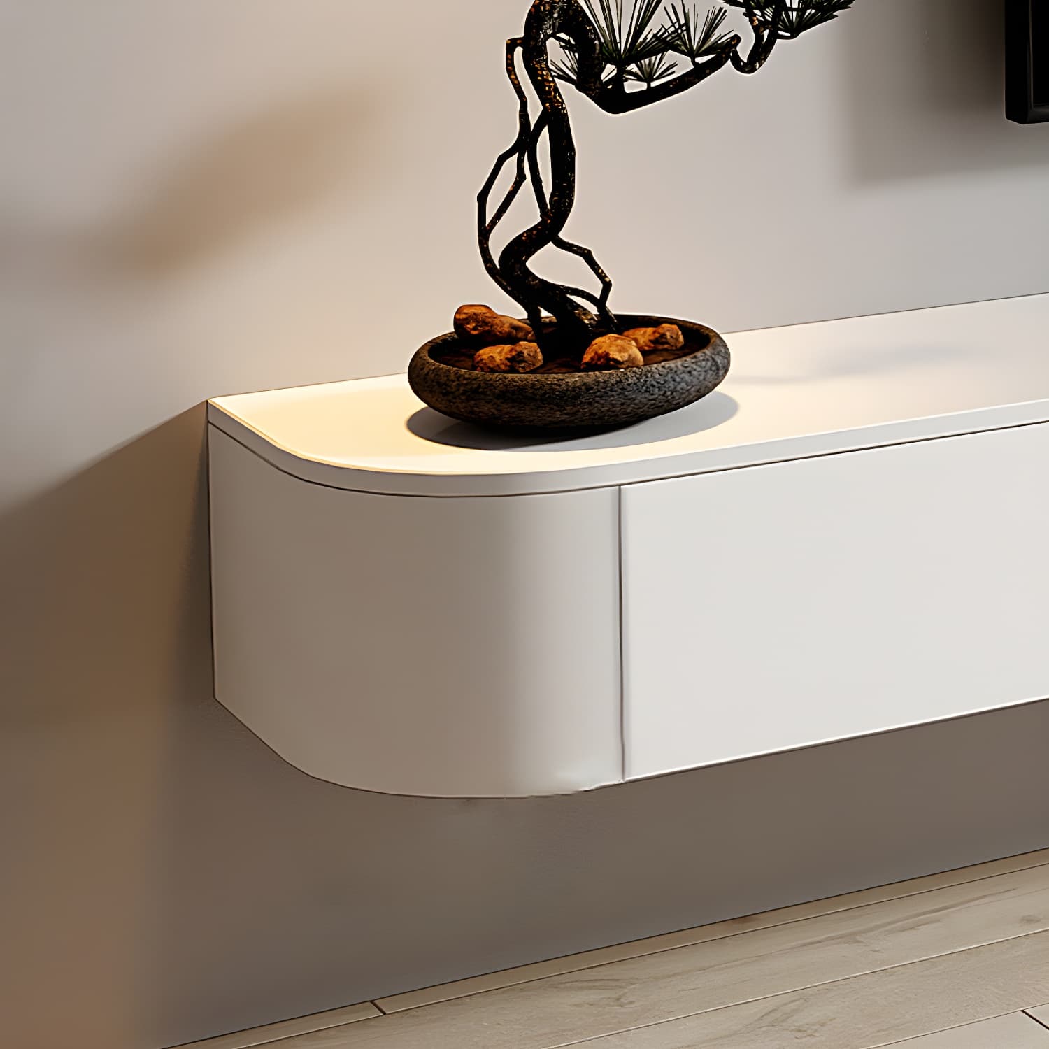 Modern White TV Media Stand Floating TV Stand Console with Drawers for Living Room - image 7
