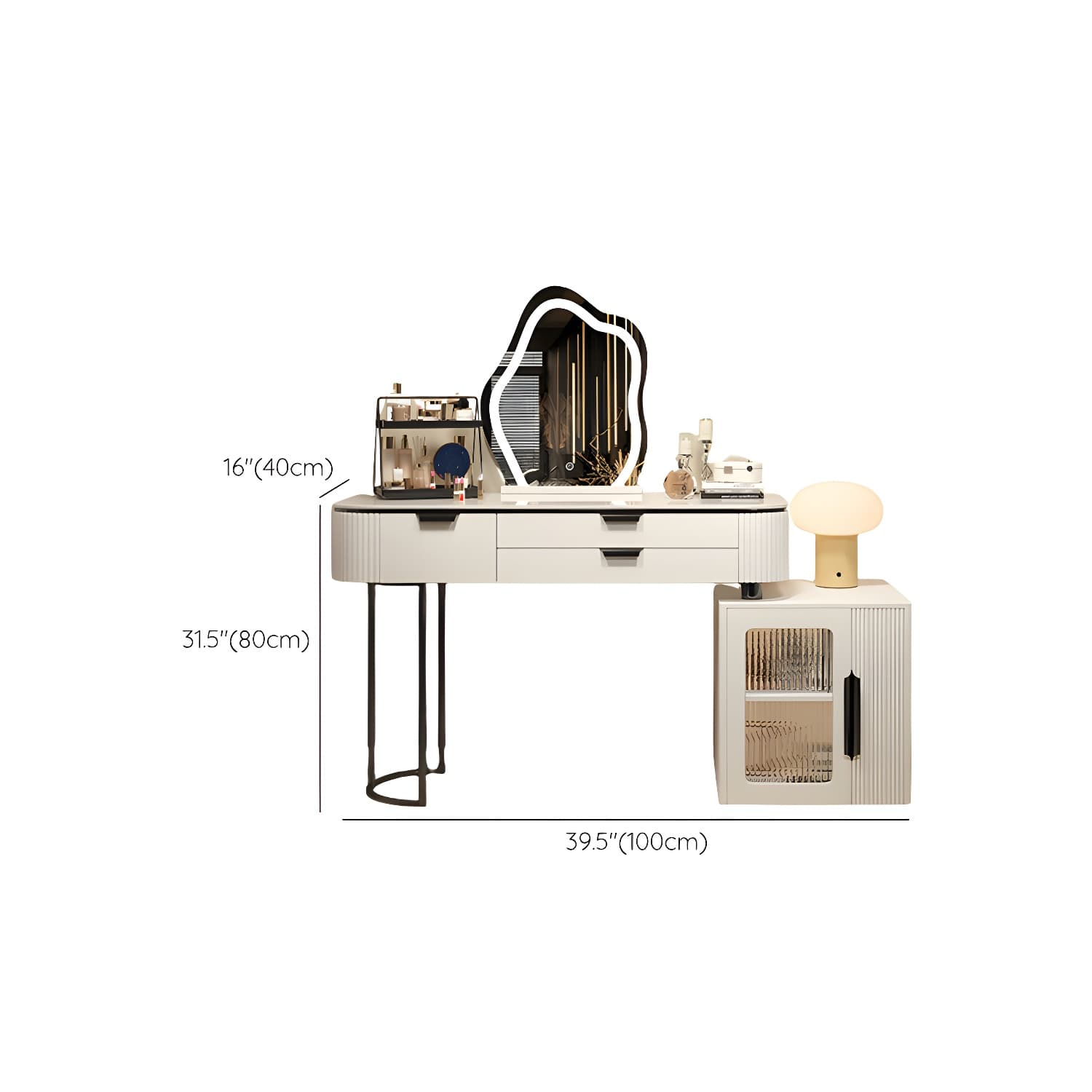 Contemporary Stone Top Vanity Table Set with Mirror and Stool Glam Slate Dressing Table - image 19