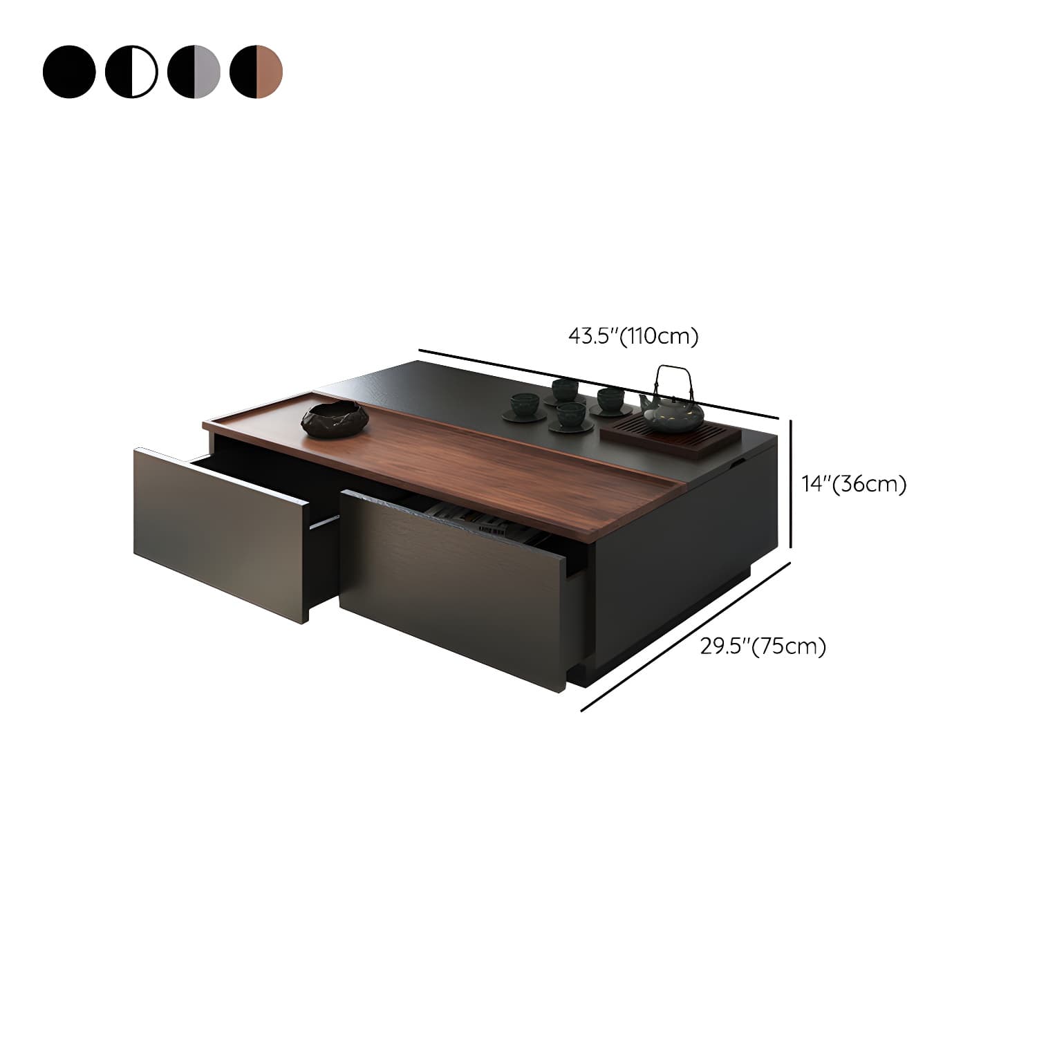 Modern Lift Top Wood Coffee Table with 2 Drawers and Trunk Storage - image 14