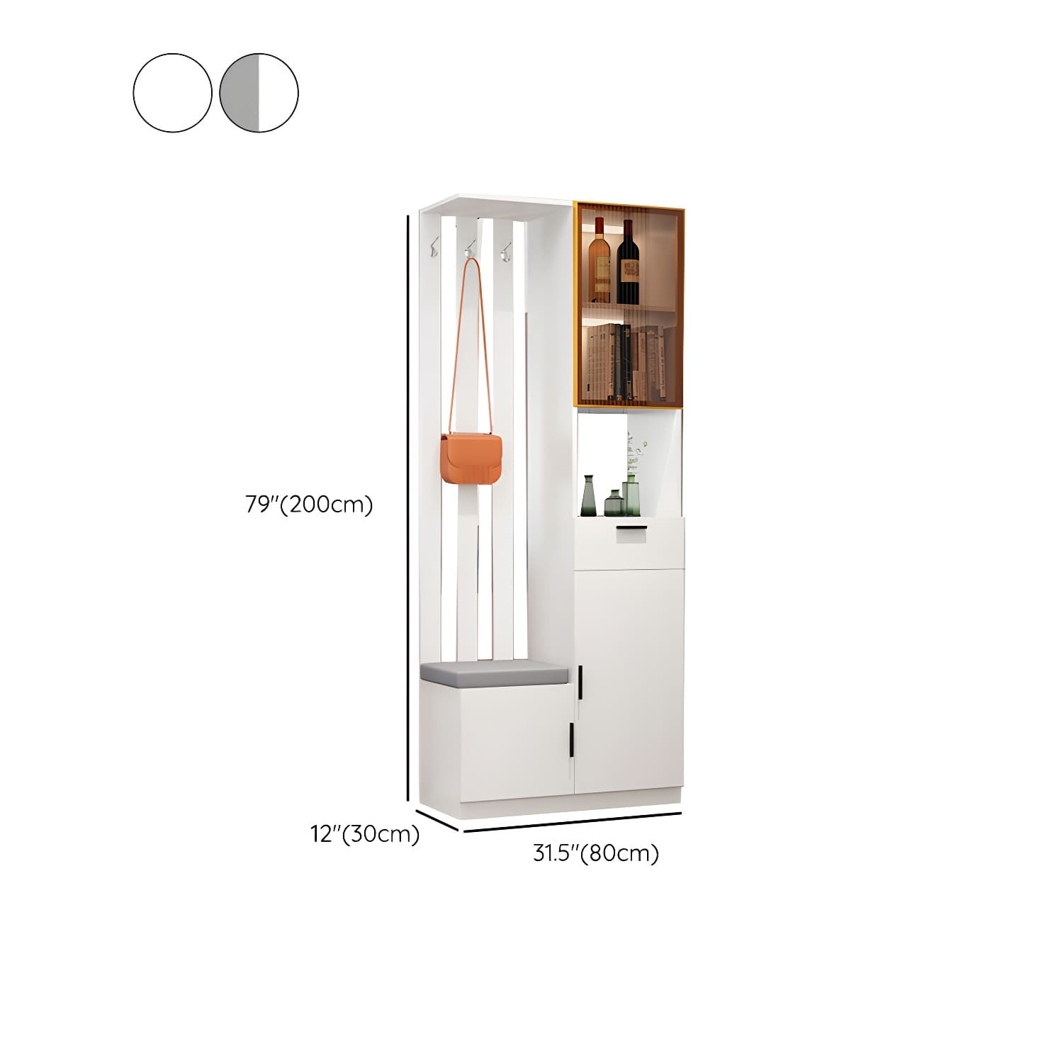 Rectangle Wood Cabinet 11.81" Wide 3-door Accent Cabinet with Drawer - image 13