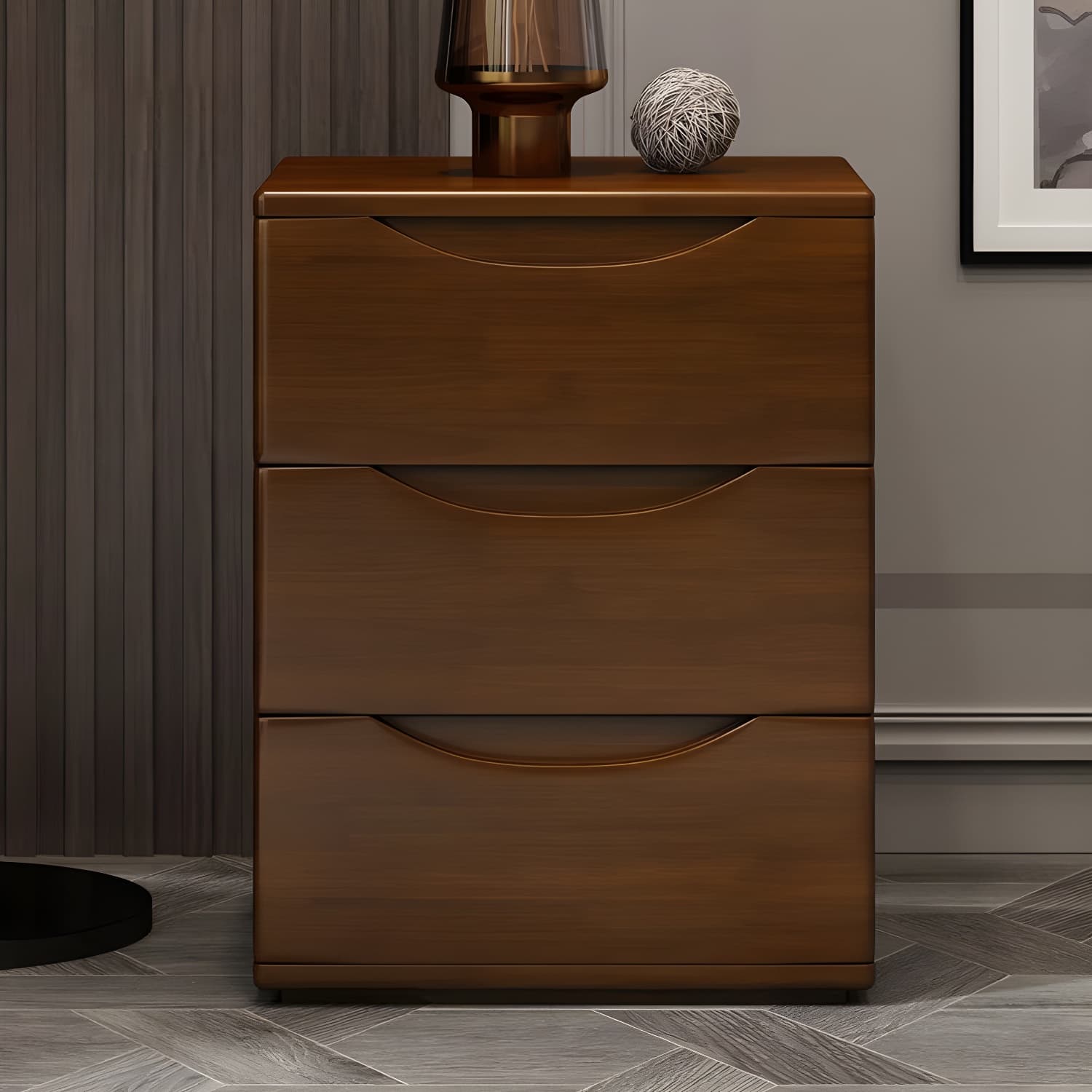 3 Drawers Contemporary Accent Table Nightstand Antique Finish Nightstand - image 4