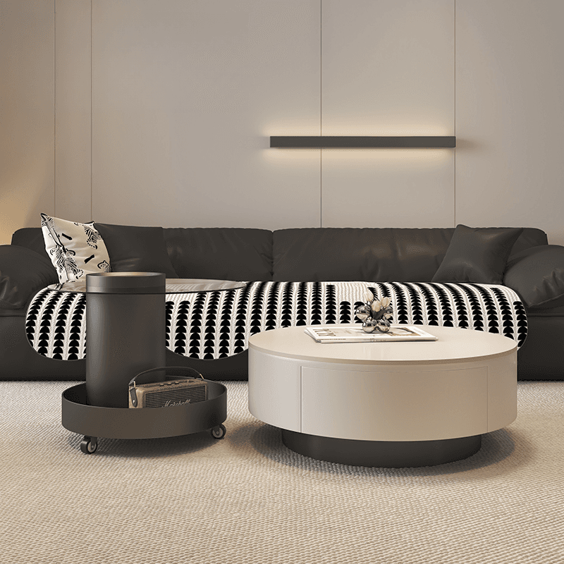 Rounded Coffee Table with 2 Drawers for Indoor Use in a Modern Style - image 4