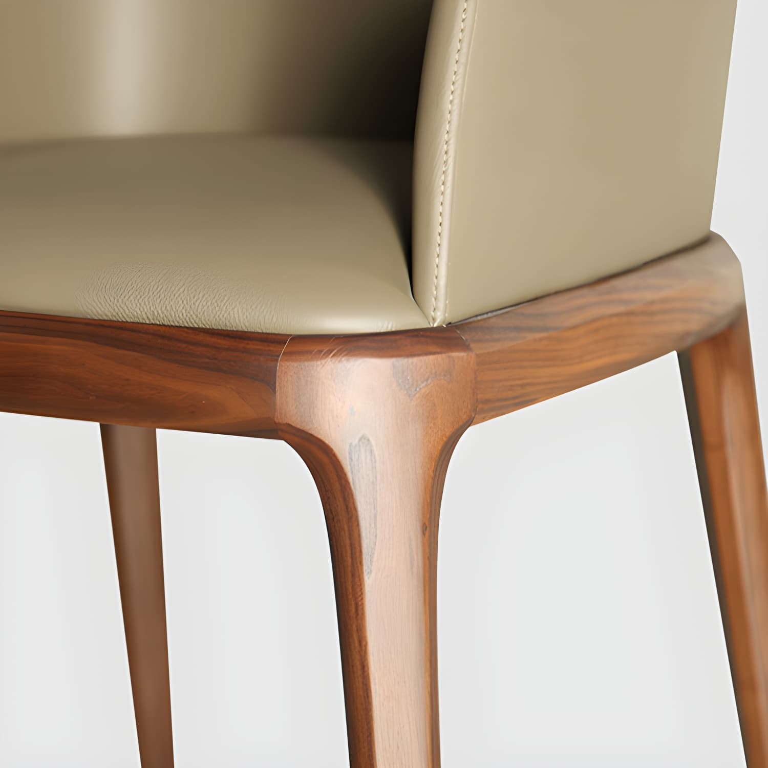 Scandinavian Leather Hotel Arm Chair Matte Finish Solid Back Dining Chair (Set of 2) - image 12