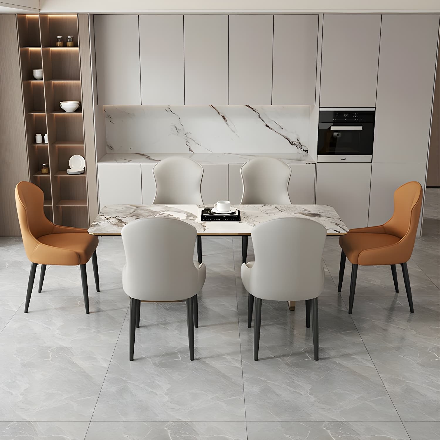 Wingback Faux Leather Side Chair with Metal Legs and Upholstered Seat for Kitchen & Dining - image 15