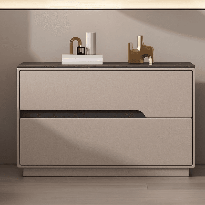 Minimalist Bedside Cabinet Nightstand with 2 Drawers and Stone Countertop - image 4