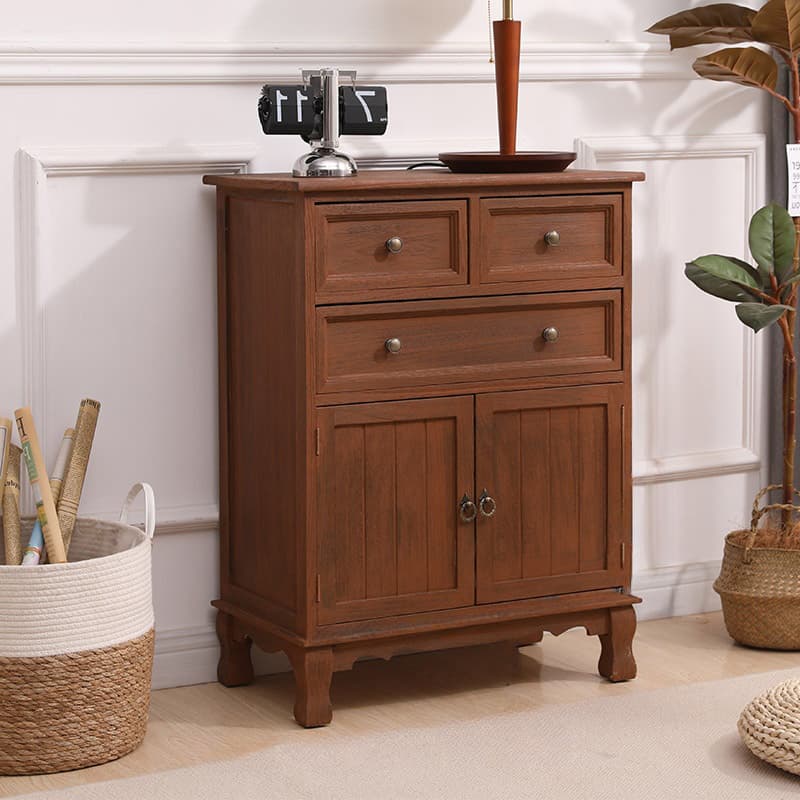 Scandinavian Narrow Metal Lingerie Chest/Semainier, Features 1 Cabinet and Included Shelves