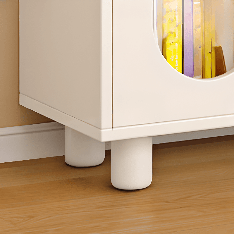 Modern Rectangular Utility Cabinet with Closet, Manufactured Wood Countertop, Glass-panel Door, White/Natural Top - image 9