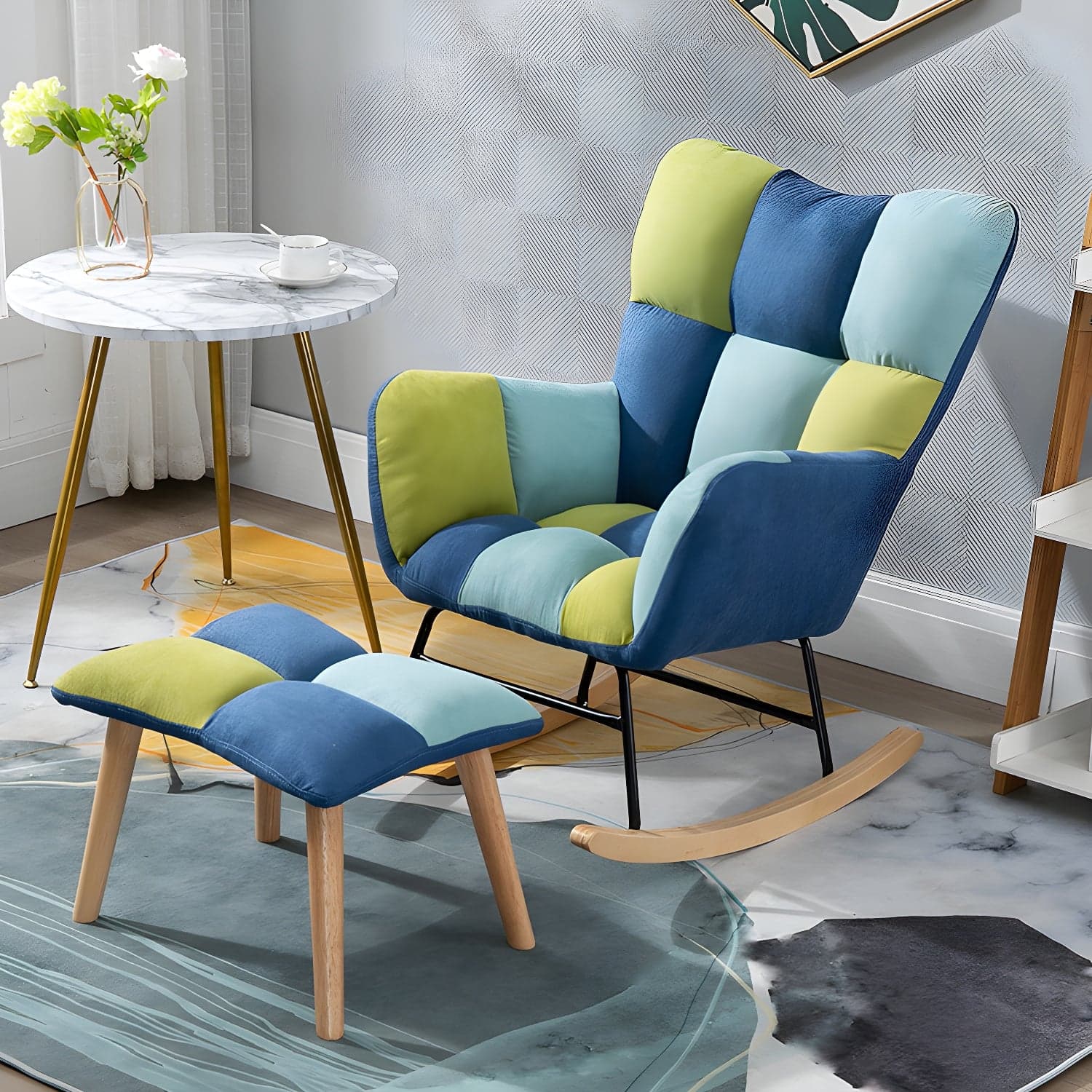 Simple Nordic Style Rocking Chair Balcony Lounge Recliner Sofa Rocking Chair