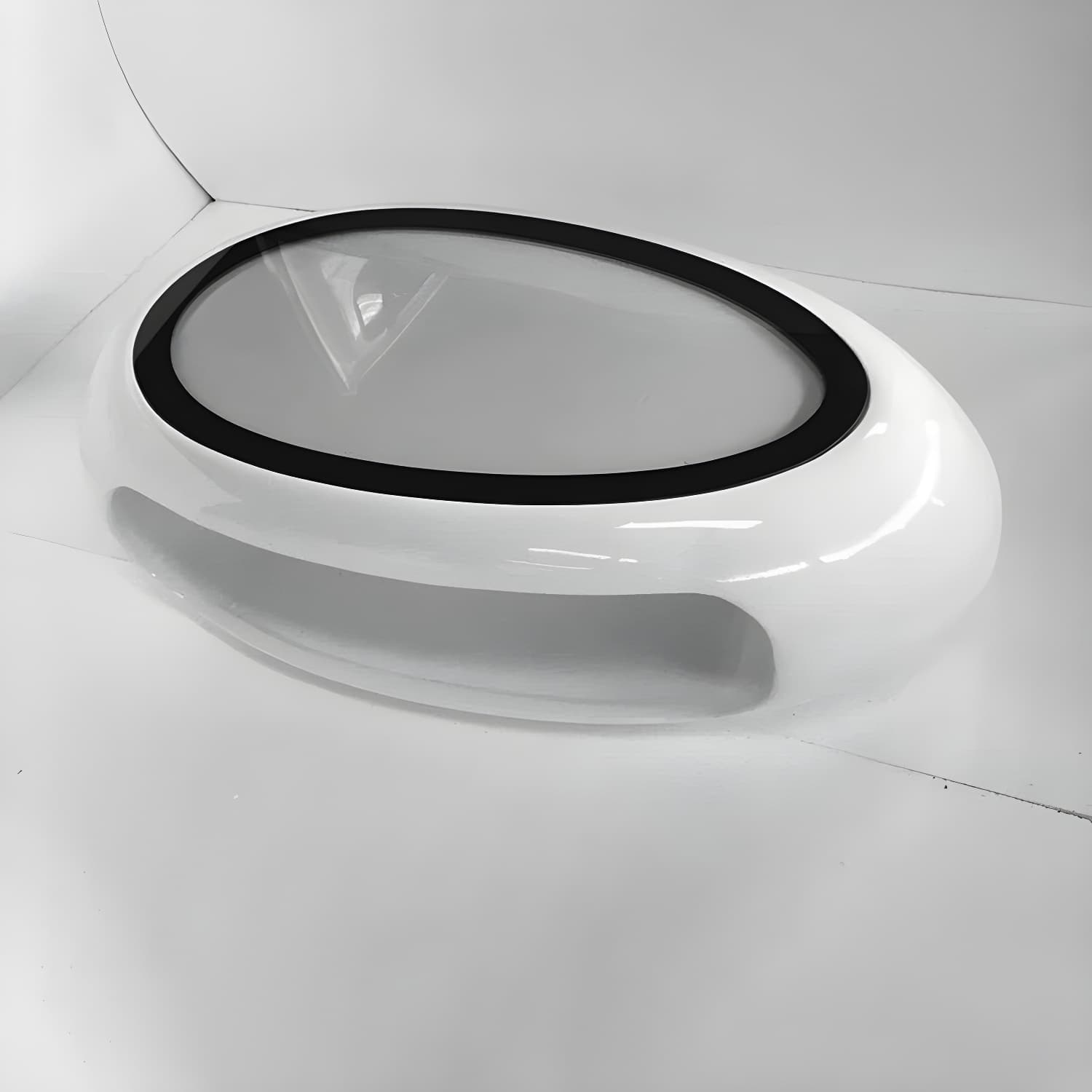 Modern Oval Coffee Table with Storage Shelf and Plastic Pedestal Base - image 13