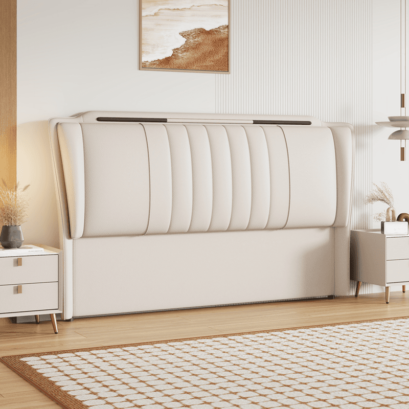 Modern Wood Bed with With Legs & Standard（36-55“） Camelback/Wingback, Sponge Cushion Included, King(76"W x 80"L)/Full(54"W x 75"L)