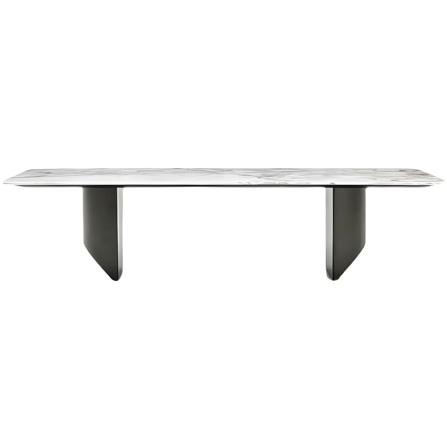 Rectangle Dining Table Sintered Stone Top Modern White Table with Black Legs - image 5