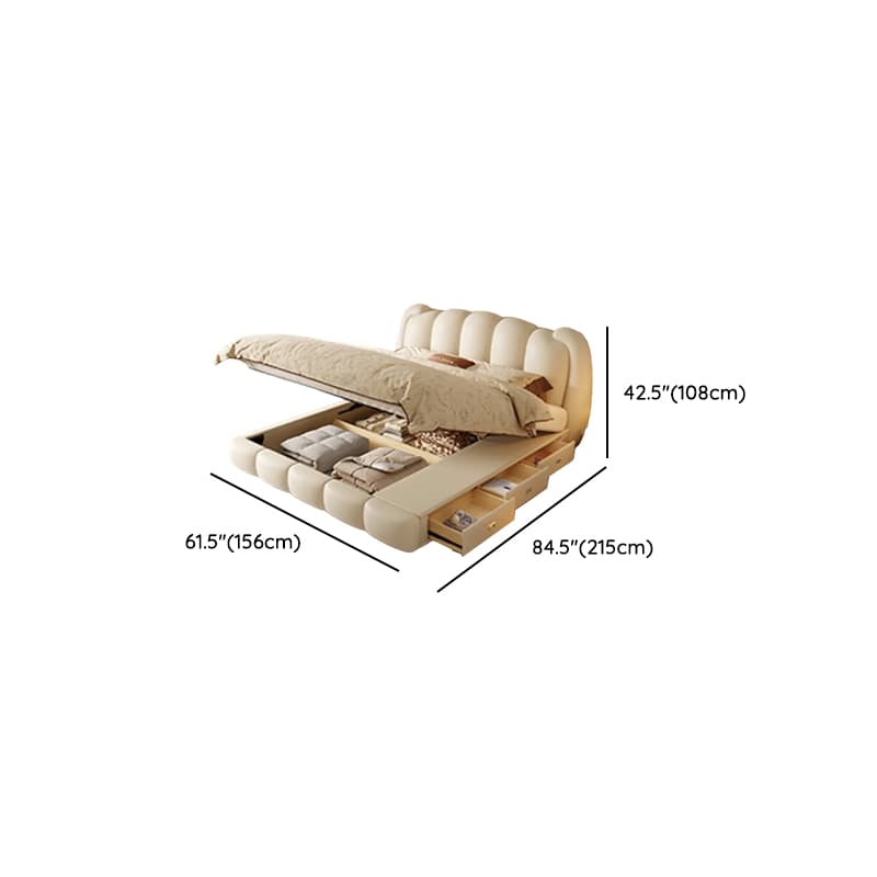 Solid Color Storage Included Panel Bed with 3 Storage Boxes, Panel Headboard, and Sponge Upholstery for Bedroom - image 10