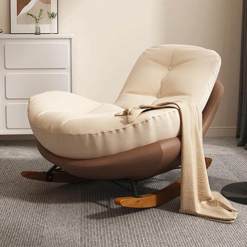Cotton Upholstered Indoor Rocking Chair with Solid Wood Legs, Compact Design for Small Spaces - image 8