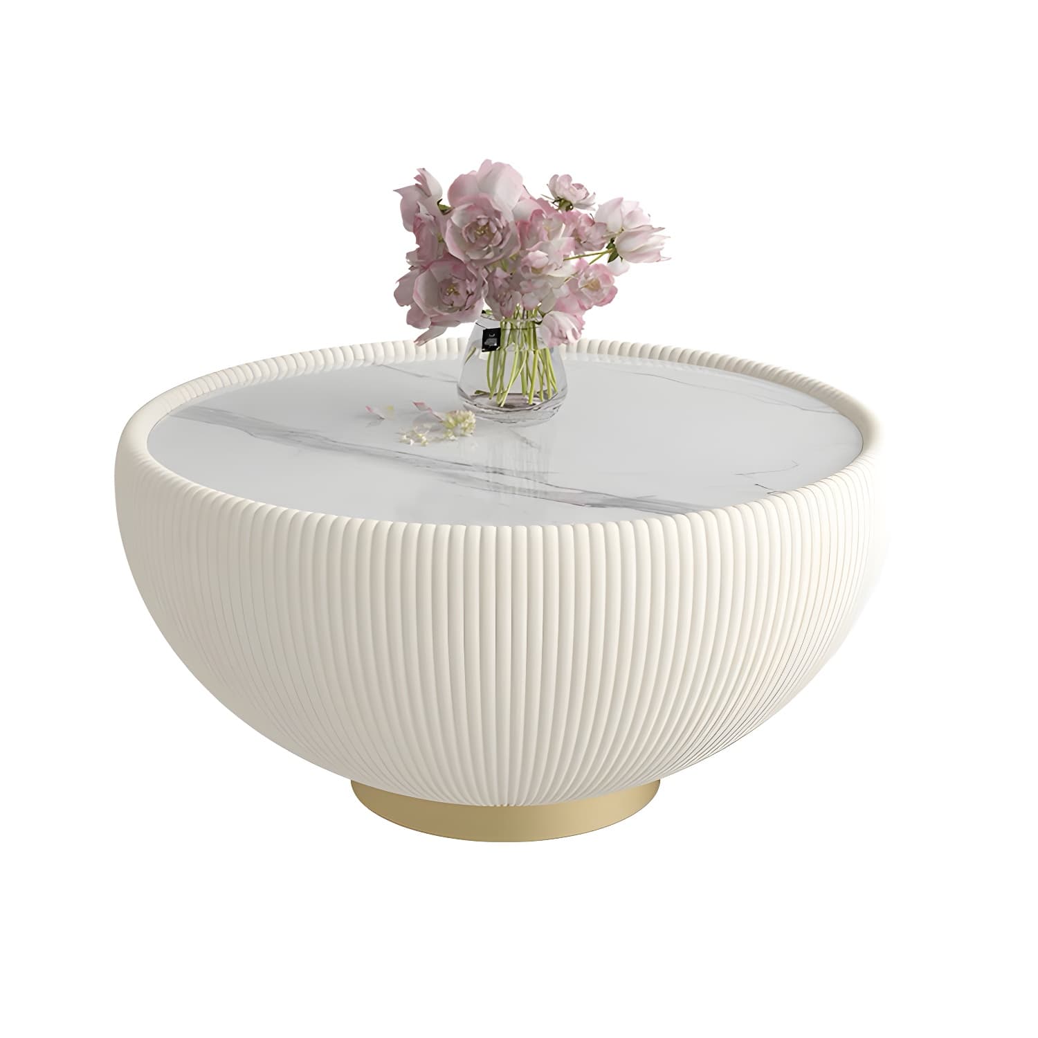 Square Block Base Cocktail Table Rock Plate Desktop Round Coffee Table with Metal Base - image 17