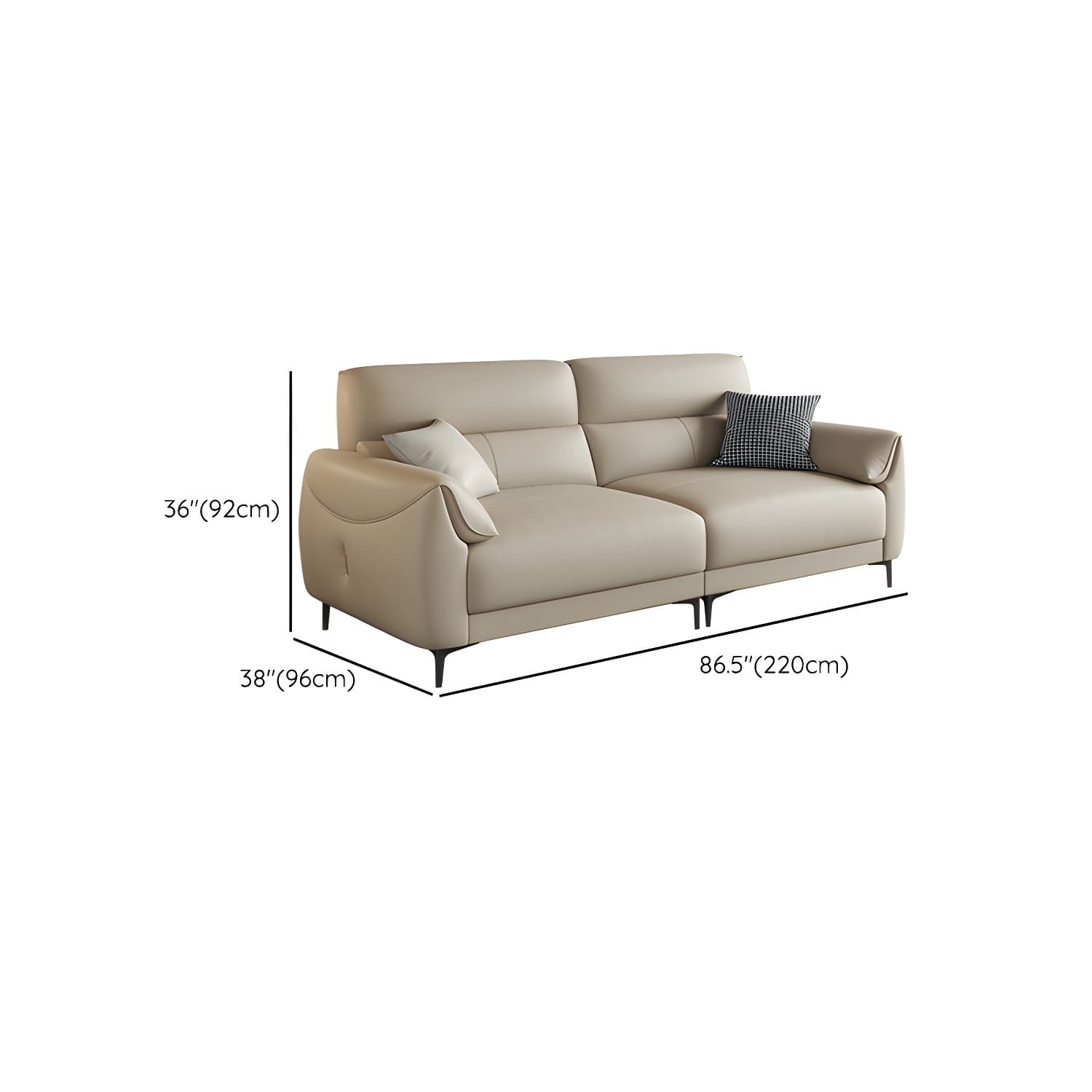 Modern Beige Leather Stationary Sectional Sofa with Pine Wood Frame - image 10