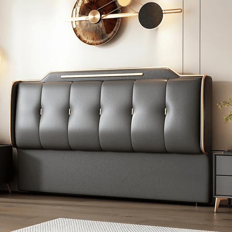 Art Deco Style Panel Headboard in Pine Wood with No Distressing, Rectangle Shape for Queen/Full/Twin XL Bed, Featuring Sponge Upholstery and Standard Height