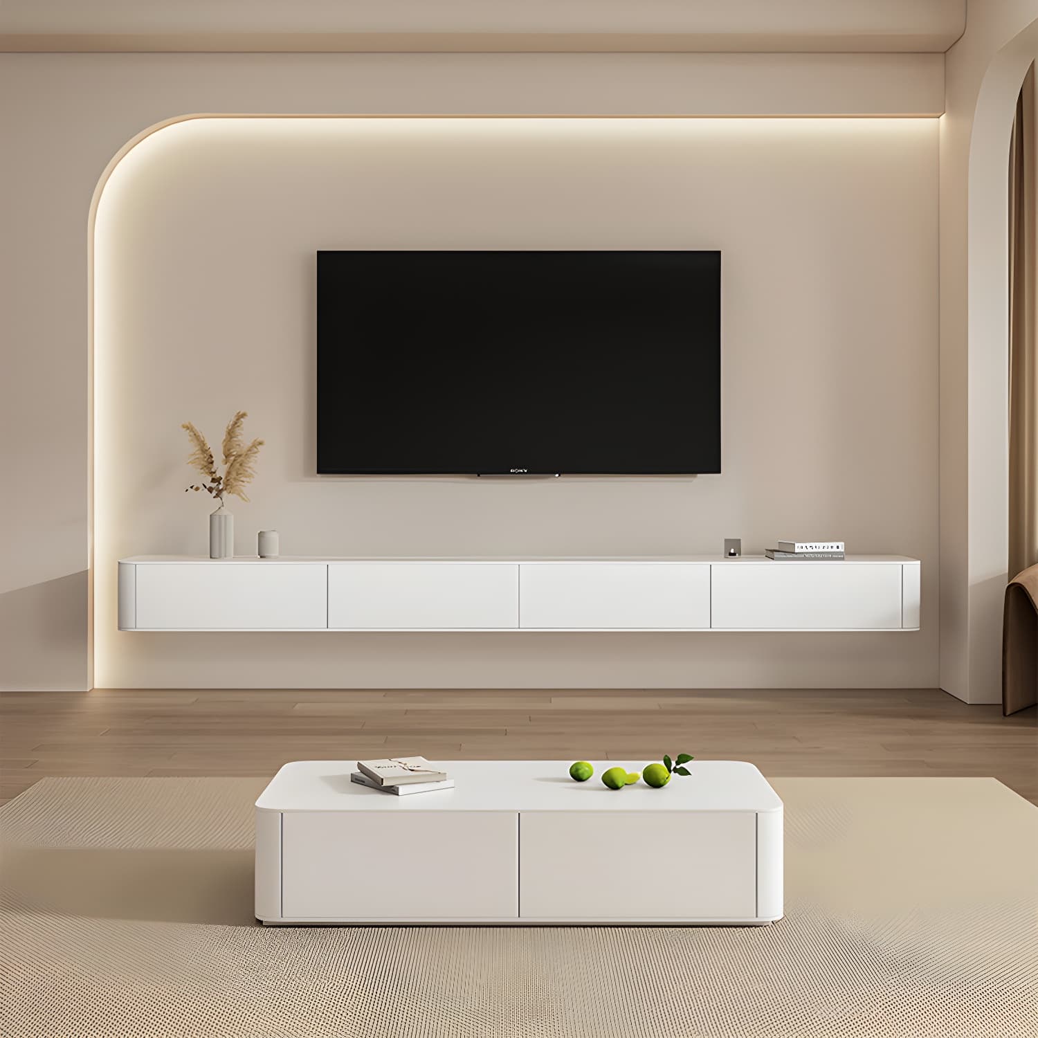 White Wood TV Stand with 2-4 Drawers for Modern Entertainment Centers - image 3