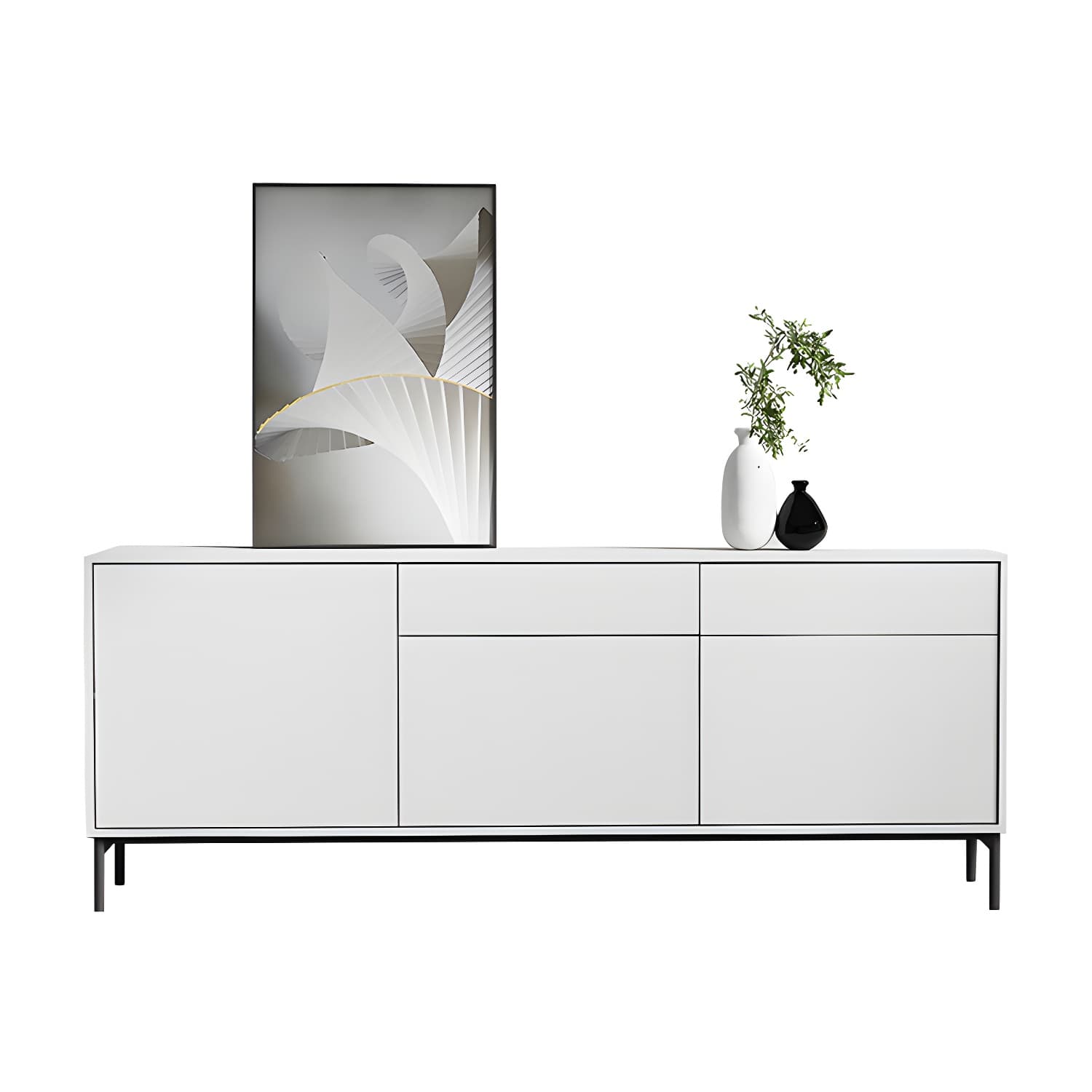 Wooden Rectangle Sideboard Cabinet Modern Kitchen Sideboard for Home - image 9