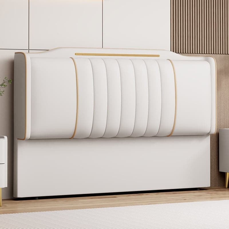 Modish No Distressing Pine Wood Panel Headboard with Camelback Shape for Queen/Full/Twin XL Bed, Featuring Sponge Upholstery and Standard Height - image 4
