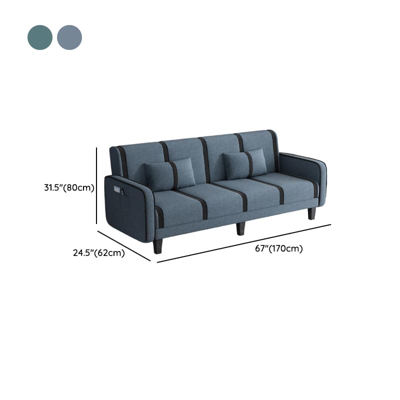 Trendy Solid Color Stain Resistant Standard Sofa/Loveseat in Dark Gray/Cerulean/Light Brown with Arm, Seats 3/2 People, and 2 Pillows - image 24