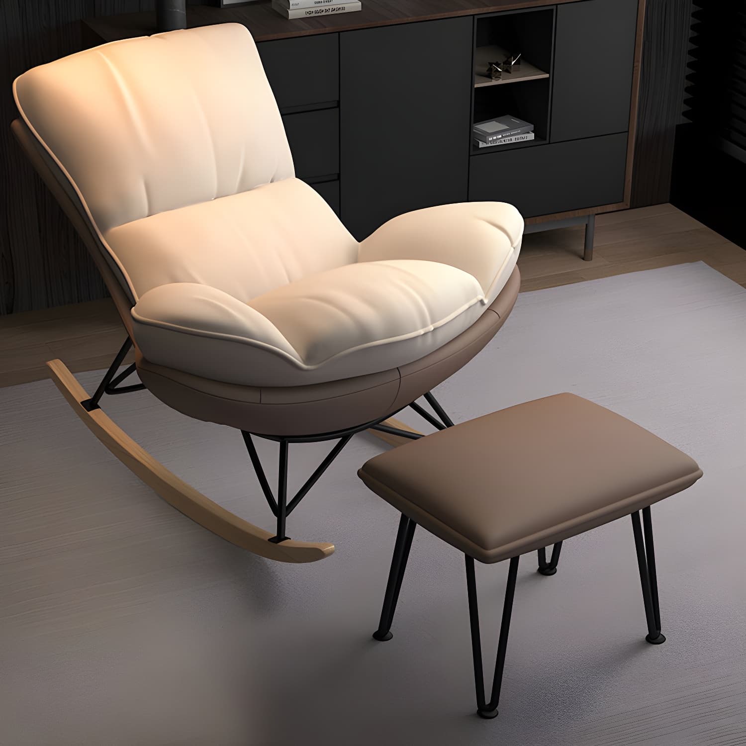 Modern Tufted Cushions Glider Spindle Children Glider with Ottoman - image 23