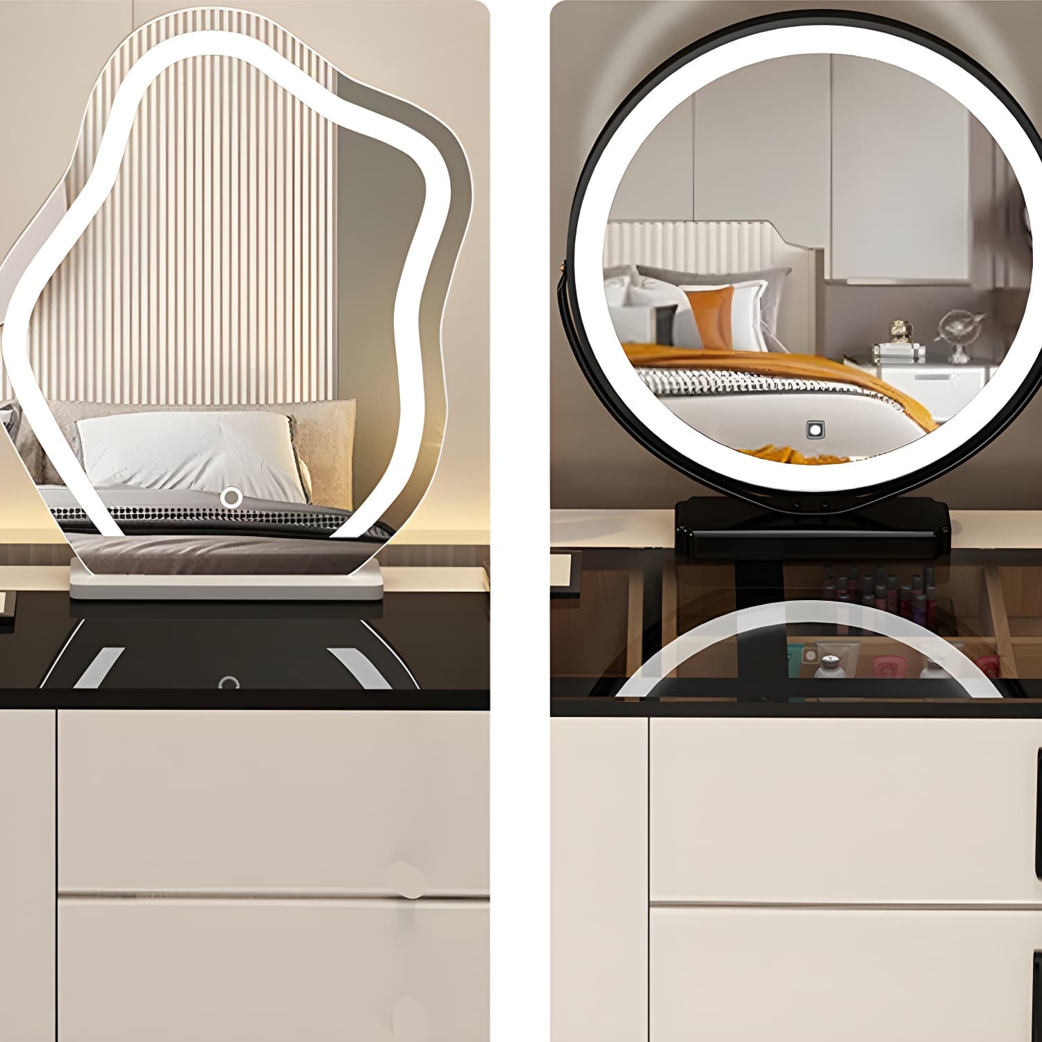 Glam Glass Top Mirrored Vanity Desk and Stool Set with 5 Drawers - image 10