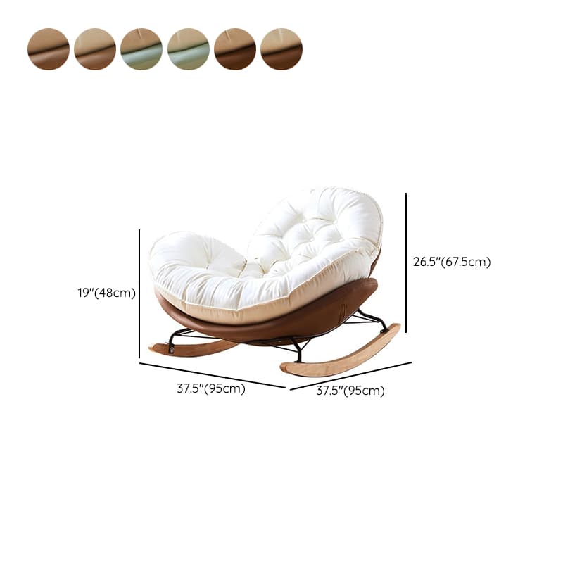 Minimalist Metal Upholstered Indoor Rocking Chair with Ottoman and Spindle Back , Recessed Arm and Natural Wood Finish - image 19
