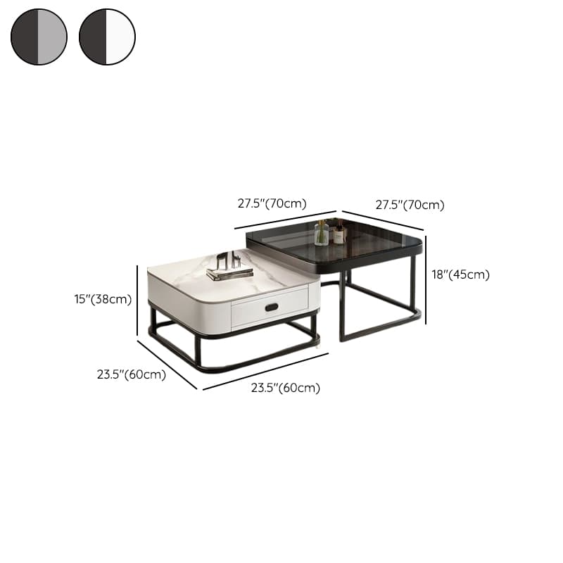 Square Double Nesting Accent Table with Framework Base for Home - image 19