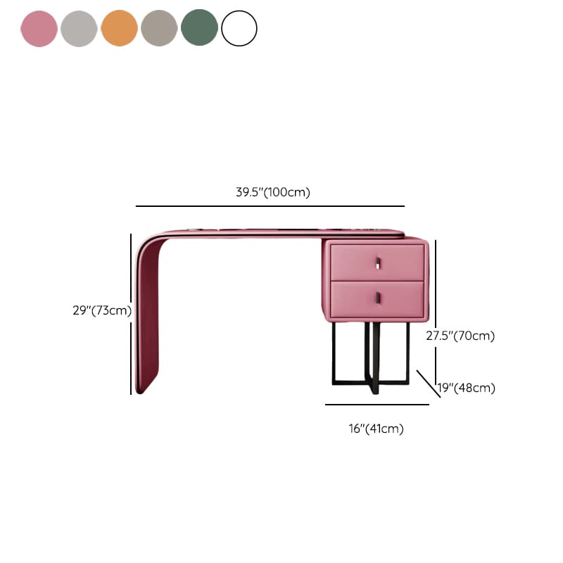 Modern Wood Vanity with Faux Leather Table Top & 2 Soft Close Drawers - image 17