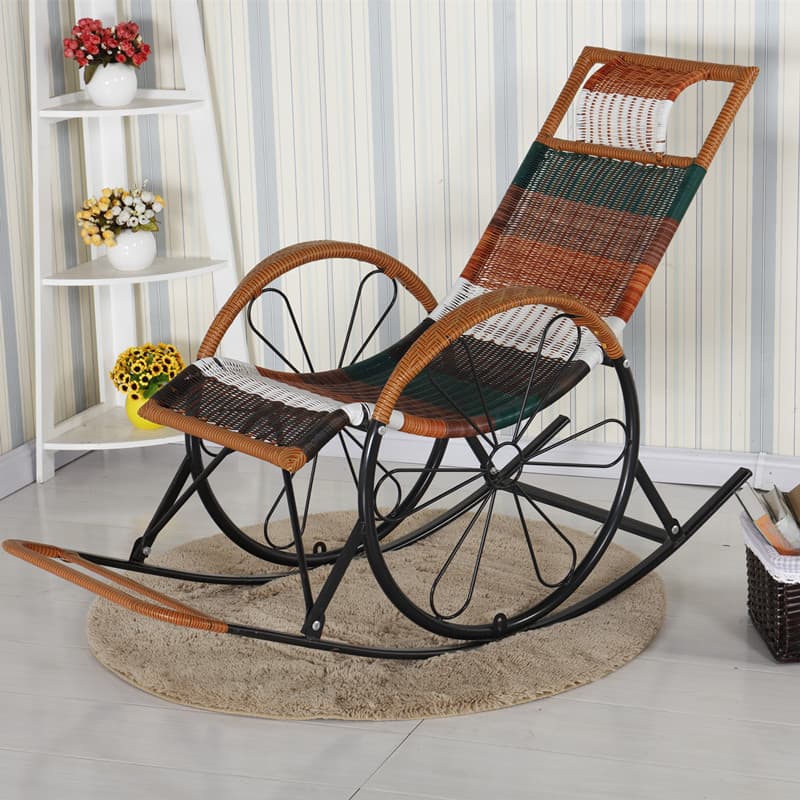 Ergonomic Wicker Front Porch Rocking Chairs with Rear Back, Stationary - image 16