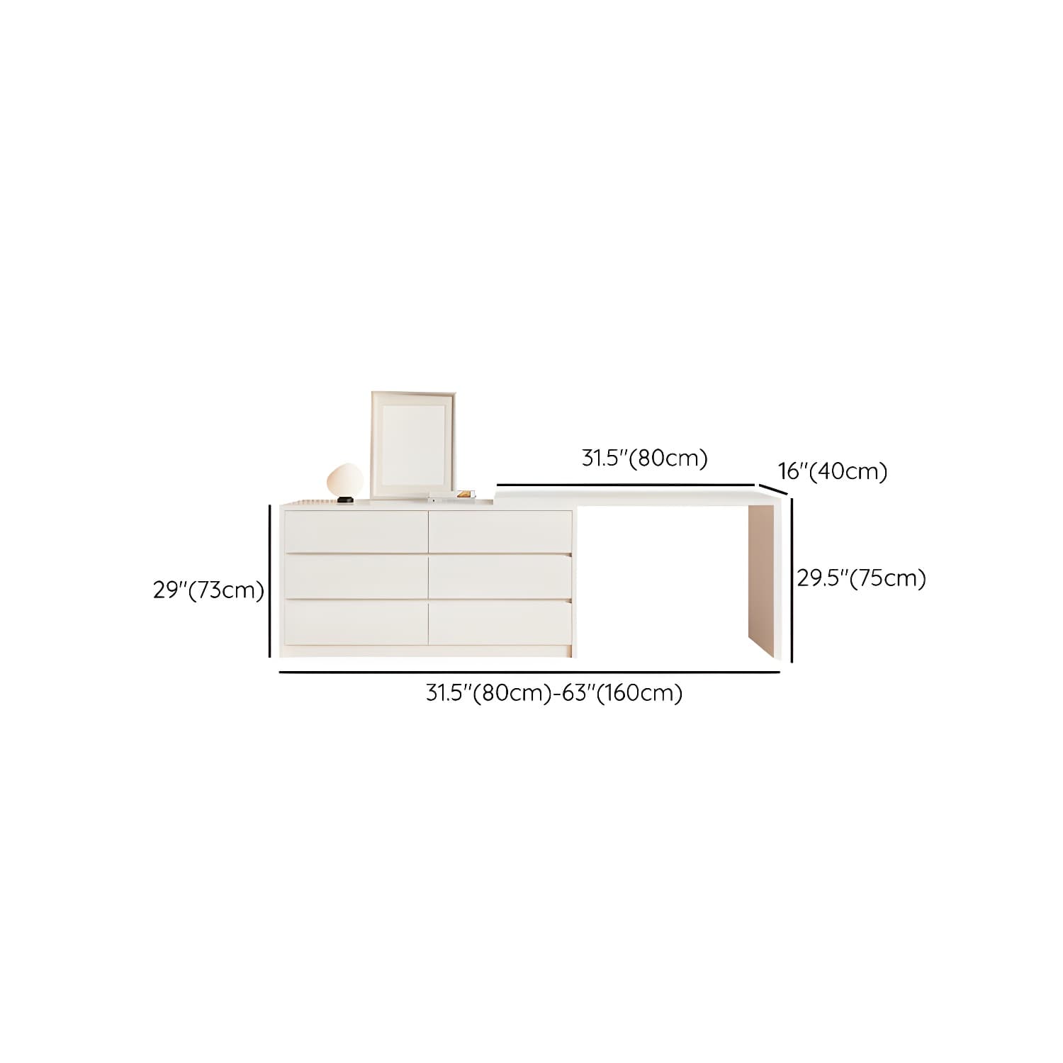 Contemporary White Wood Rectangle Top Make-up Vanity with Lighted Mirror - image 13