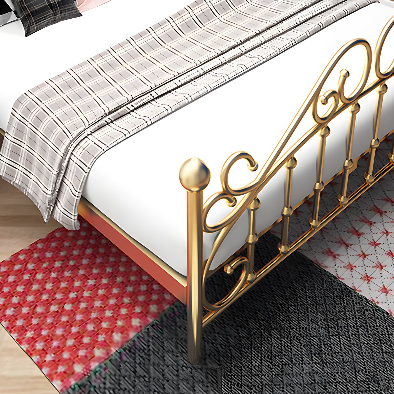Industrial Style Metal Standard Bed Indoor with Headboard and Tail - image 5