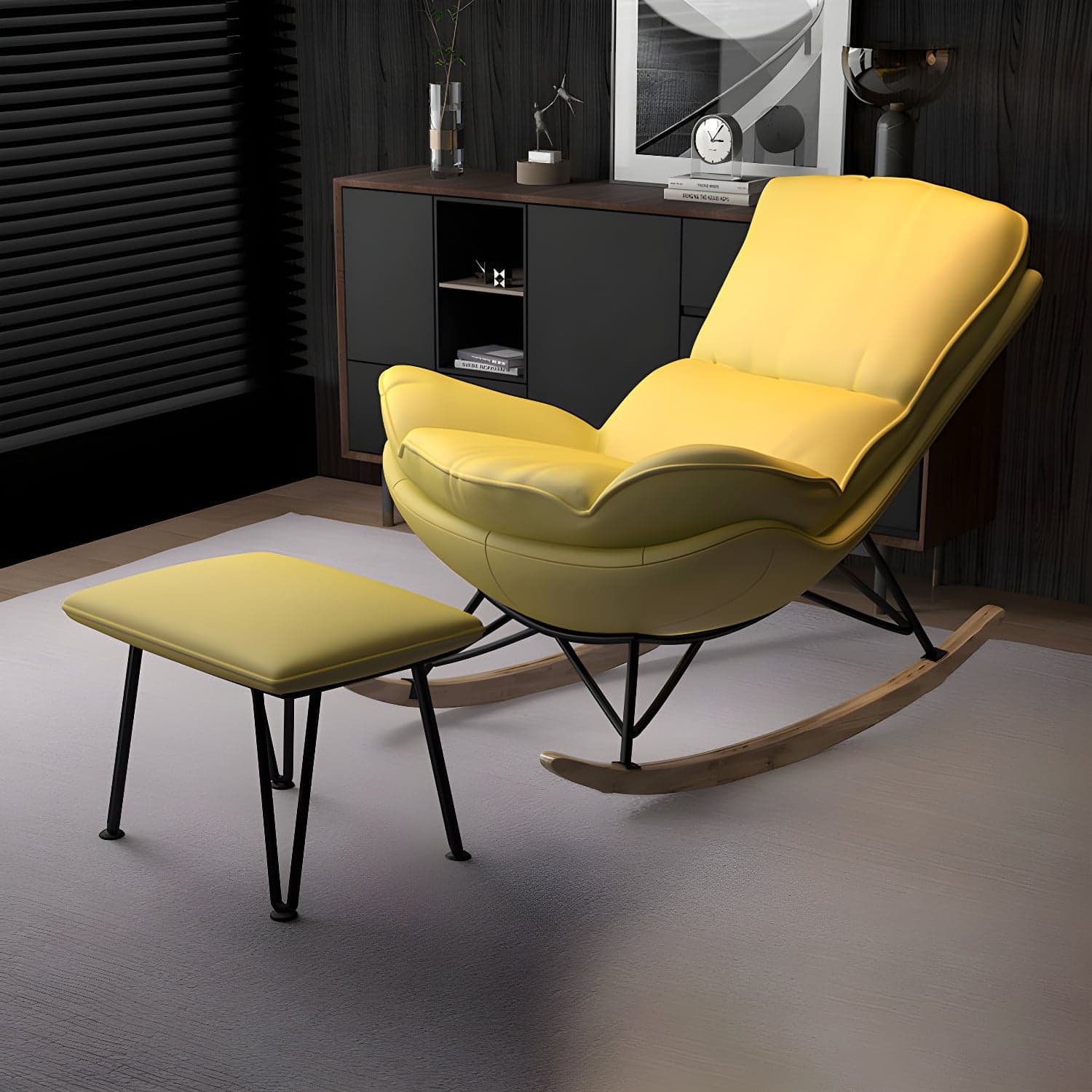Modern Tufted Cushions Glider Spindle Children Glider with Ottoman - image 5