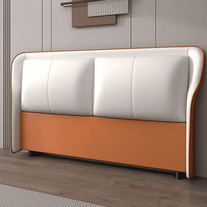 Trendy Wingback Headboard in Natural Wood with No Distressing, Rectangle Shape for Full/Queen Bed, Featuring Sponge Upholstery and Standard Height