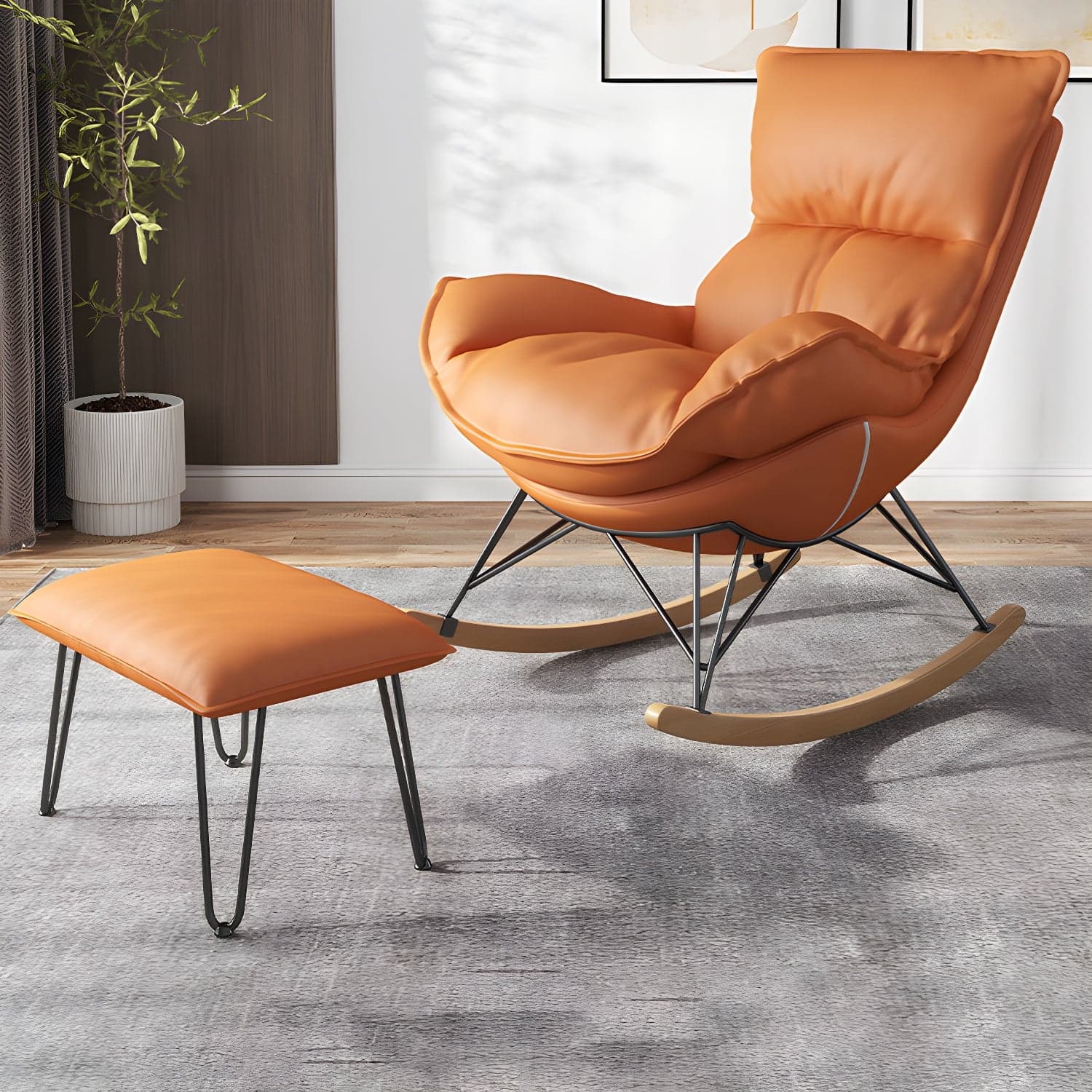 Modern Leisure Chaise Rocking Chair Lounge Upholstered Chaise for Living Room - image 4