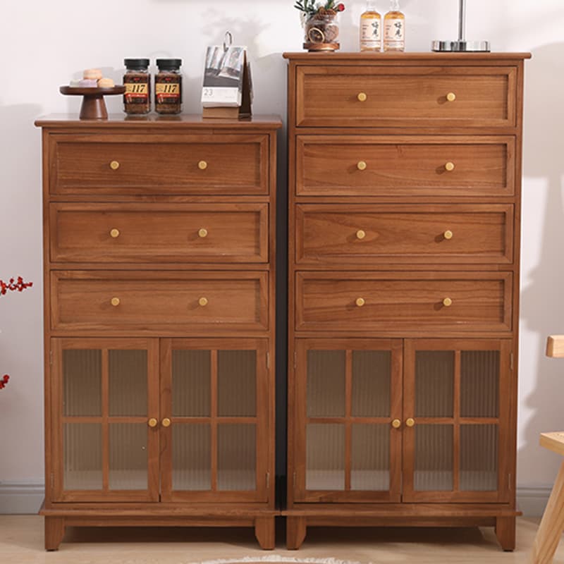Rectangular Damp-proof Accent Cabinet with Storage Drawer, Closet, Glazed Door, Cabinet Knobs in Chalk/Brown/Wood Color - image 10