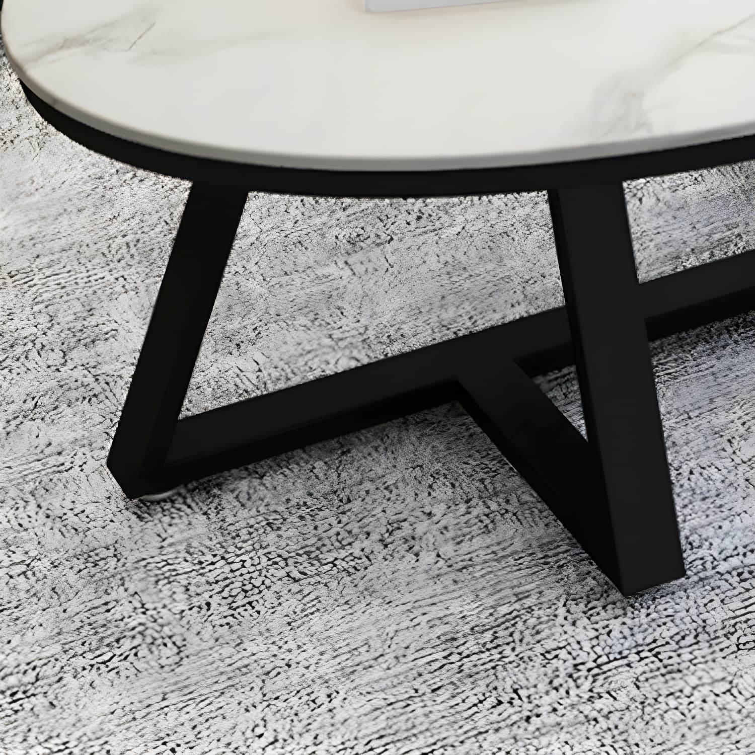 Faux Marble and Stone Coffee Table Cross Legs Cocktail Table - image 10